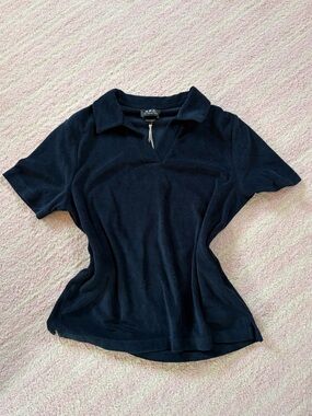 A.P.C. Navy terry cloth polo, brand new with tags!